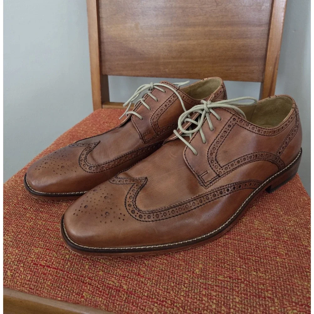 Cole Haan Wingtip Dress Shoes Men's Sz 13 Oxfords CO9303 573141 British‎ Tan